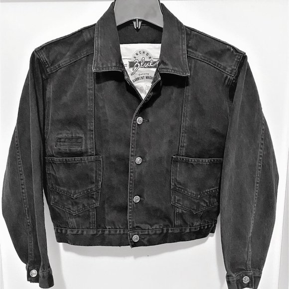 anchor blue Jackets & Blazers - Anchor Blue Cropped Women's Jacket LG Black Denim